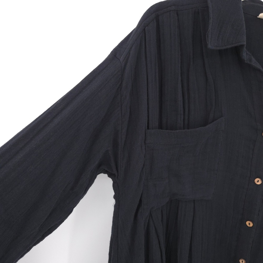 Free People Voyager shirt dress Women XS Black Gauze Oversized Tunic top Boho - Picture 3 of 10